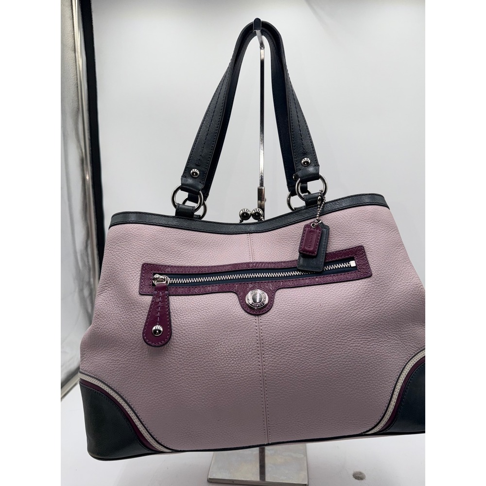Coach Laura Spectator Tri-Color Pebbled Leather Shoulder Bag Lavender - Picture 14 of 14